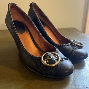 Frye Black Wedge Heels Pumps 8.5